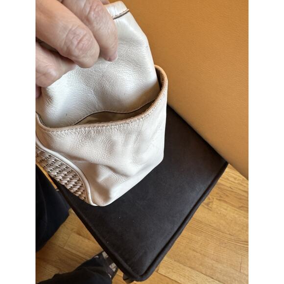 Coach Park Woven Leather Zip Top Tote, in White With Silver - Picture 4 of 16